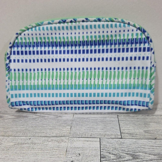 Striped Green and Blue Cosmetic Bag