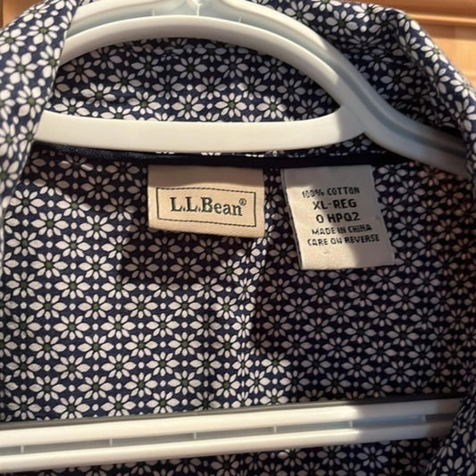 L.L. Bean Floral Cotton Button Down Shirt XL