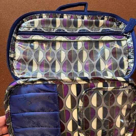 Vera Bradley Cobalt Blush and Brush Cosmetic Case