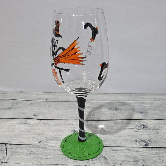 Hand-Painted Halloween Wine Glass
