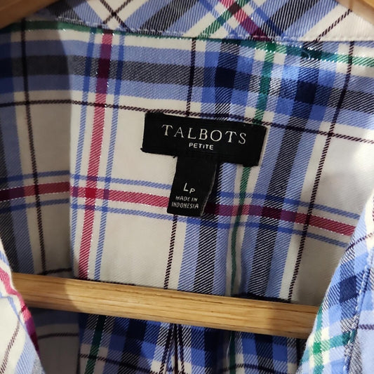 Talbots Plaid Button Down Shirt, L Petite