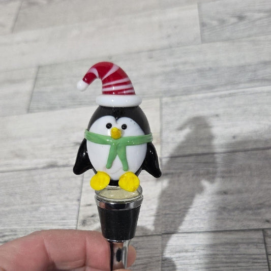 Festive Penguin Wine Bottle Stopper