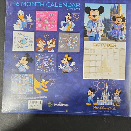 Disney World 50th Anniversary 16 Month Calendar