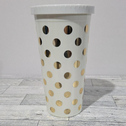 Kate Spade White Tumbler with Gold Dots