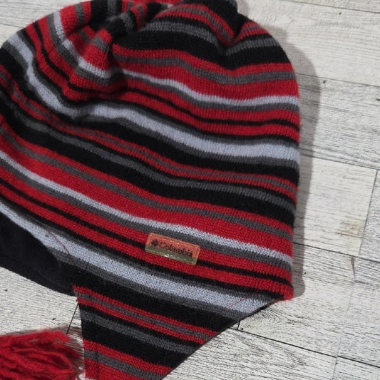 Columbia Red and Gray Striped Knit Hat