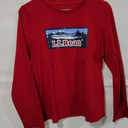 L.L. Bean Long Sleeved Winter Themed T Shirt M