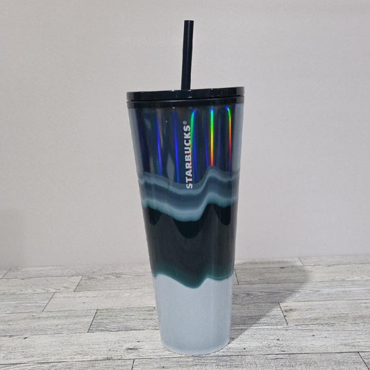 2020 Starbucks Holiday Blue Wave Venti 24oz Tumbler Cup With Straw