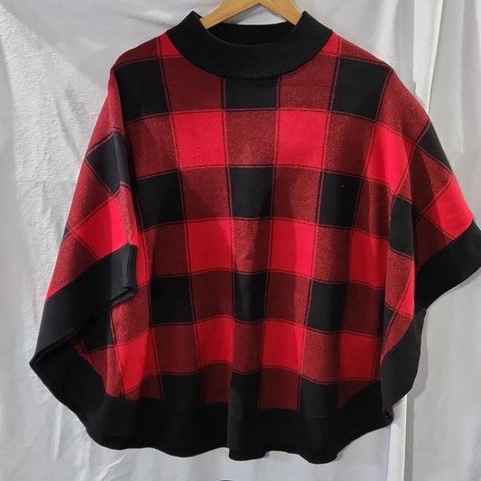 Talbots Plaid Poncho S/M