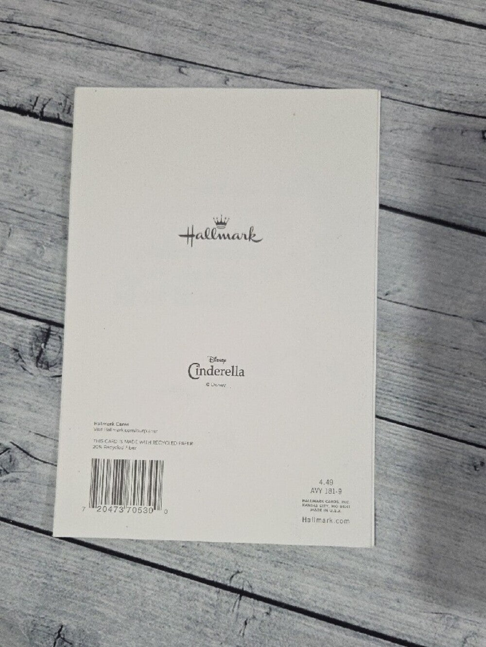 Disney Hallmark White Cinderella Greeting Card For Decor