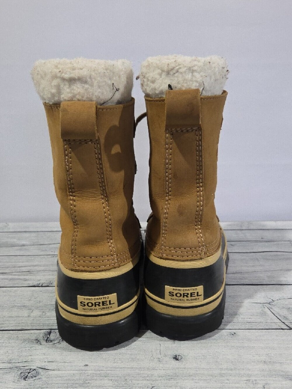 Sorel Caribou Tan and Black Insulated Waterproof Lace-Up Snow Boots Size 8