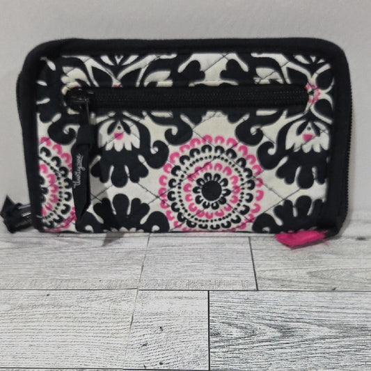 Thirty-One Black and Pink Patterned Wallet