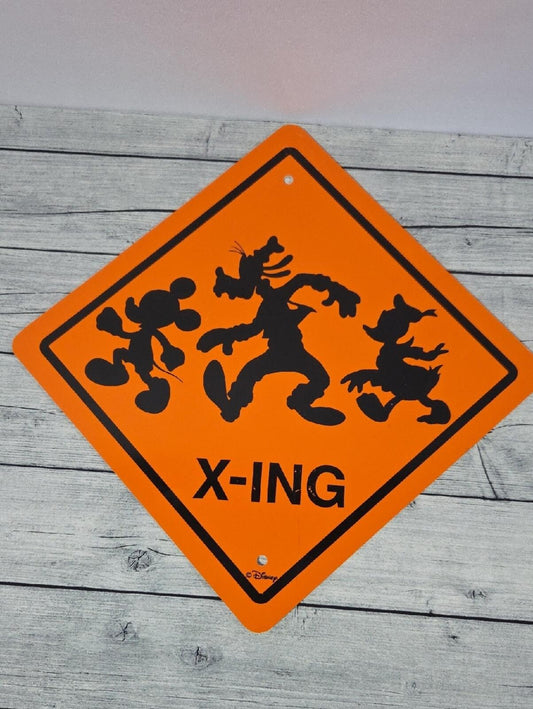 Disney Goofy, Mickey And Donald  Silhouettes Cross Sign