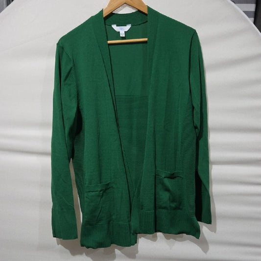 Time and Tru Green Sweater Cardigan L