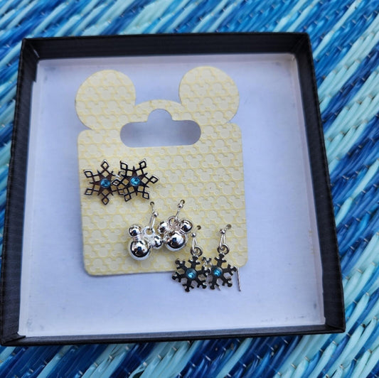 Disney Parks Snowflake Earring Set Of 3