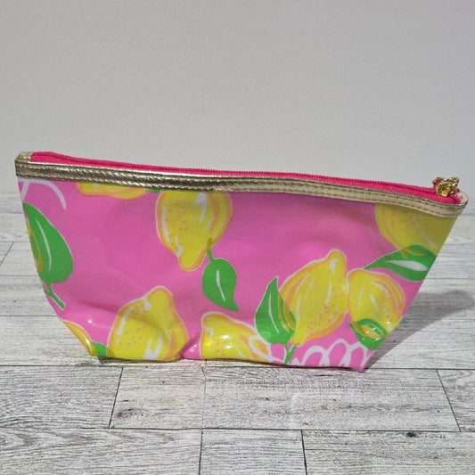 Lilly Pulitzer Estee Lauder Pink and Yellow Lemon PVC Cosmetic Bag