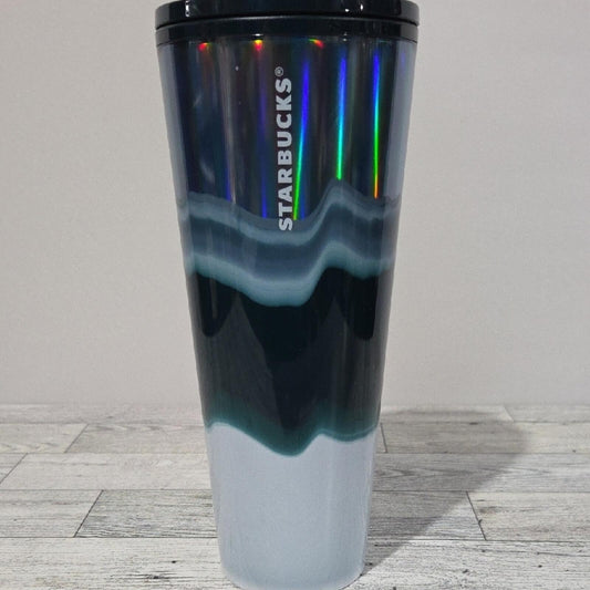2020 Starbucks Holiday Blue Wave Venti 24oz Tumbler Cup With Straw
