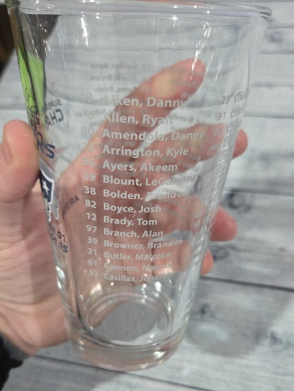 New England Patriots Super Bowl XLIX Champions Pint Glass