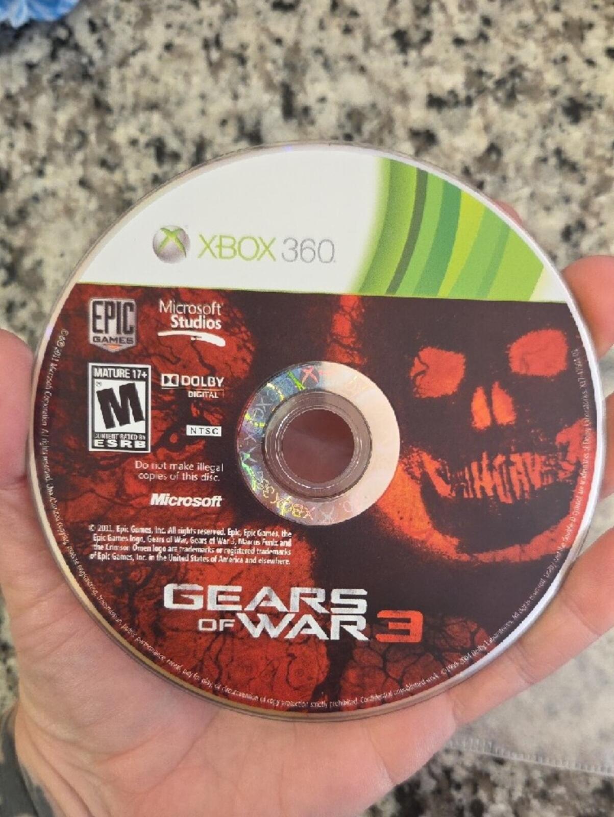 Gears of War 3 Xbox 360 Game Disc - NO CASE