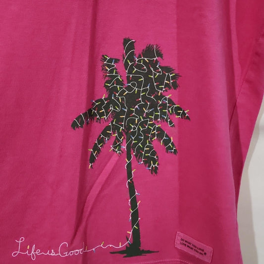 Life is Good Christmas V Neck T XS