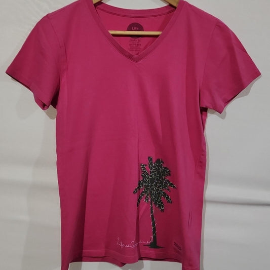 Life is Good Christmas V Neck T XS