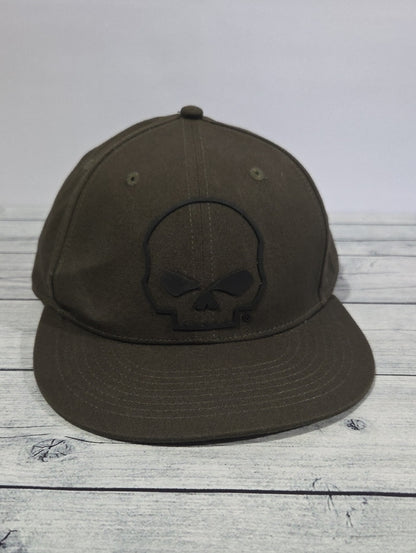 Harley-Davidson Olive Green Skull Patch Snapback Hat Size Large