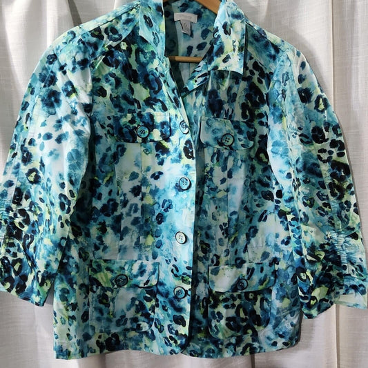 Chico's Silky Leopard Print Jacket Size 0