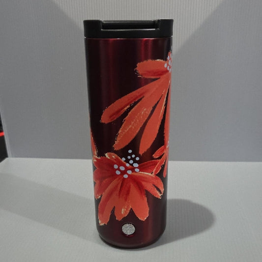Starbucks 2018 Orange Floral Stainless Steel Coffee Tea Tumbler Cup