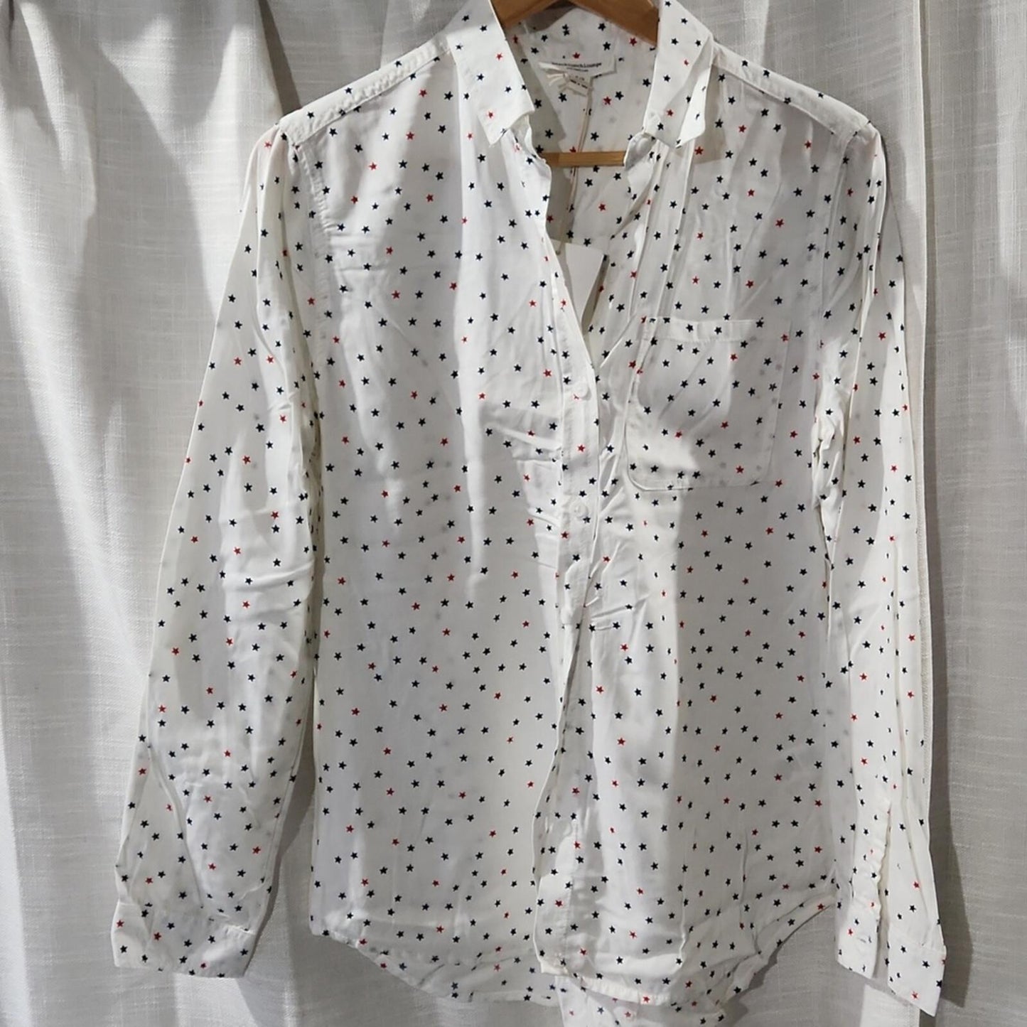 Patriotic Button Down Blouse S NWT