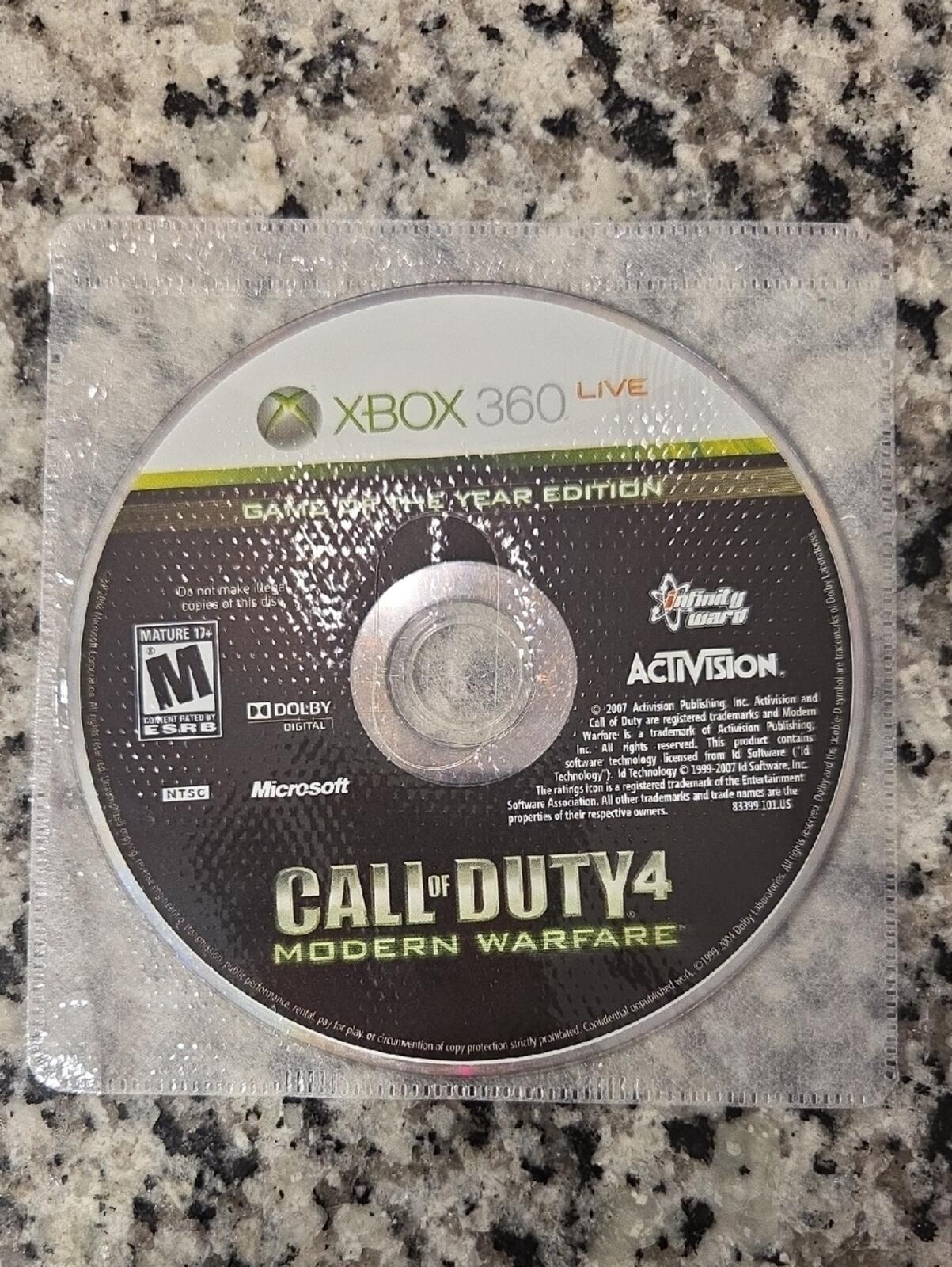 Call of Duty 4: Modern Warfare Xbox 360 Game Disc - NO CASE