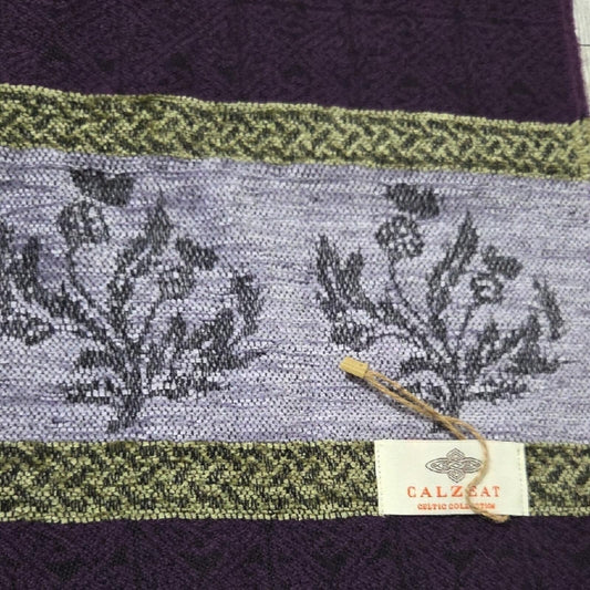 Calzeat Celtic Purple and Green Floral Scarf