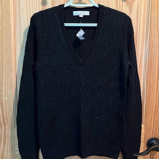 LOFT Sparkly V Neck Sweater S NWT
