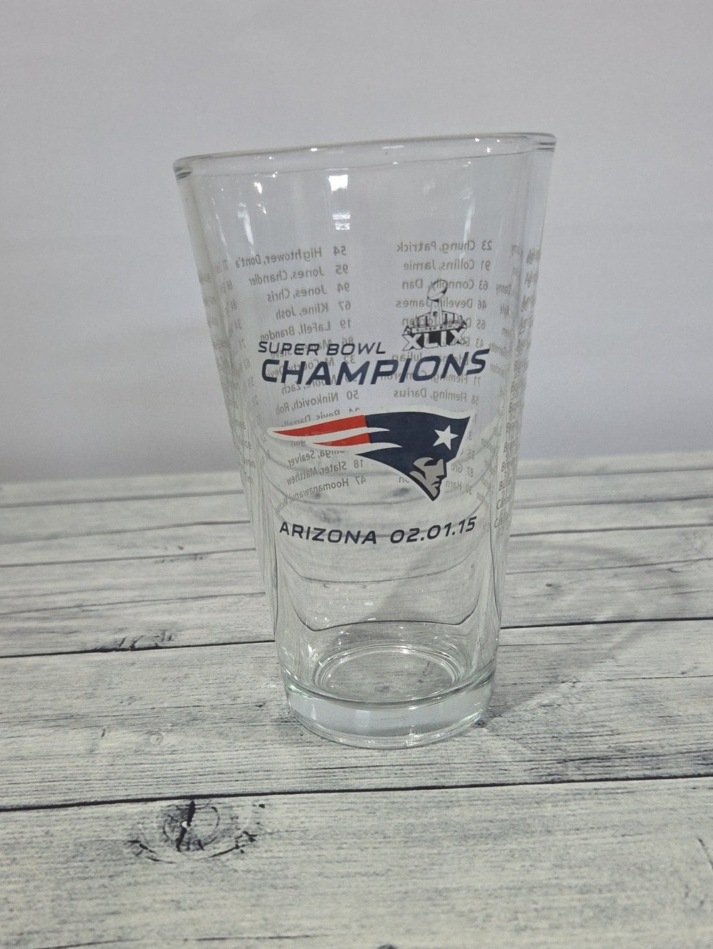 New England Patriots Super Bowl XLIX Champions Pint Glass
