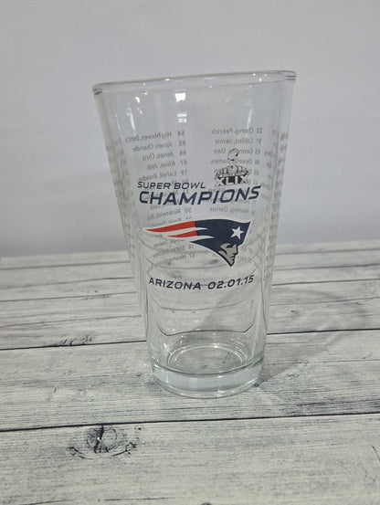 New England Patriots Super Bowl XLIX Champions Pint Glass