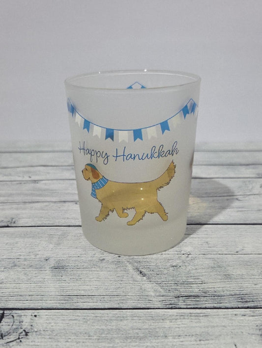 Happy Hanukkah Dog Frosted Glass