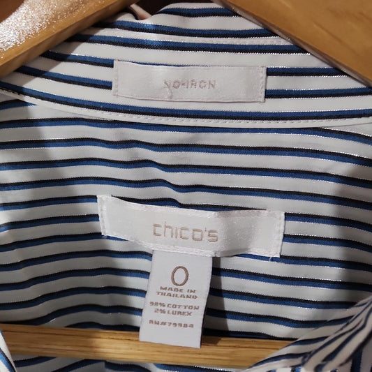 Chico's Striped Metallic Blouse 0