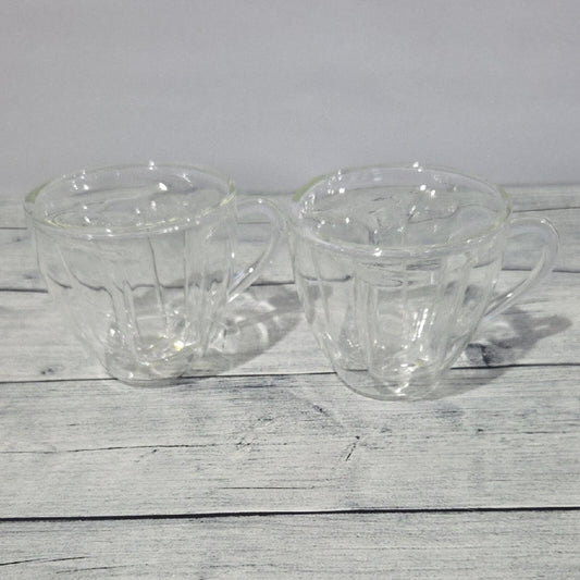 Disney Clear Glass Ribbed Coffee Mugs - Set of 2