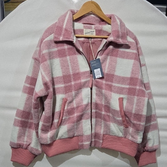 Universal Thread Holiday Rose Pink Plaid Jacket L
