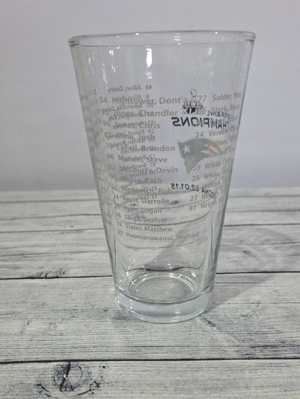 New England Patriots Super Bowl XLIX Champions Pint Glass