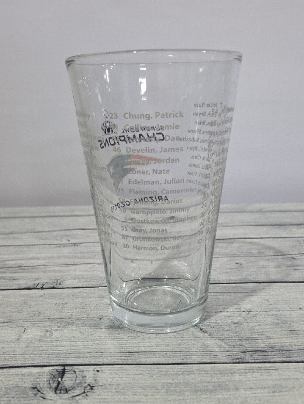 New England Patriots Super Bowl XLIX Champions Pint Glass