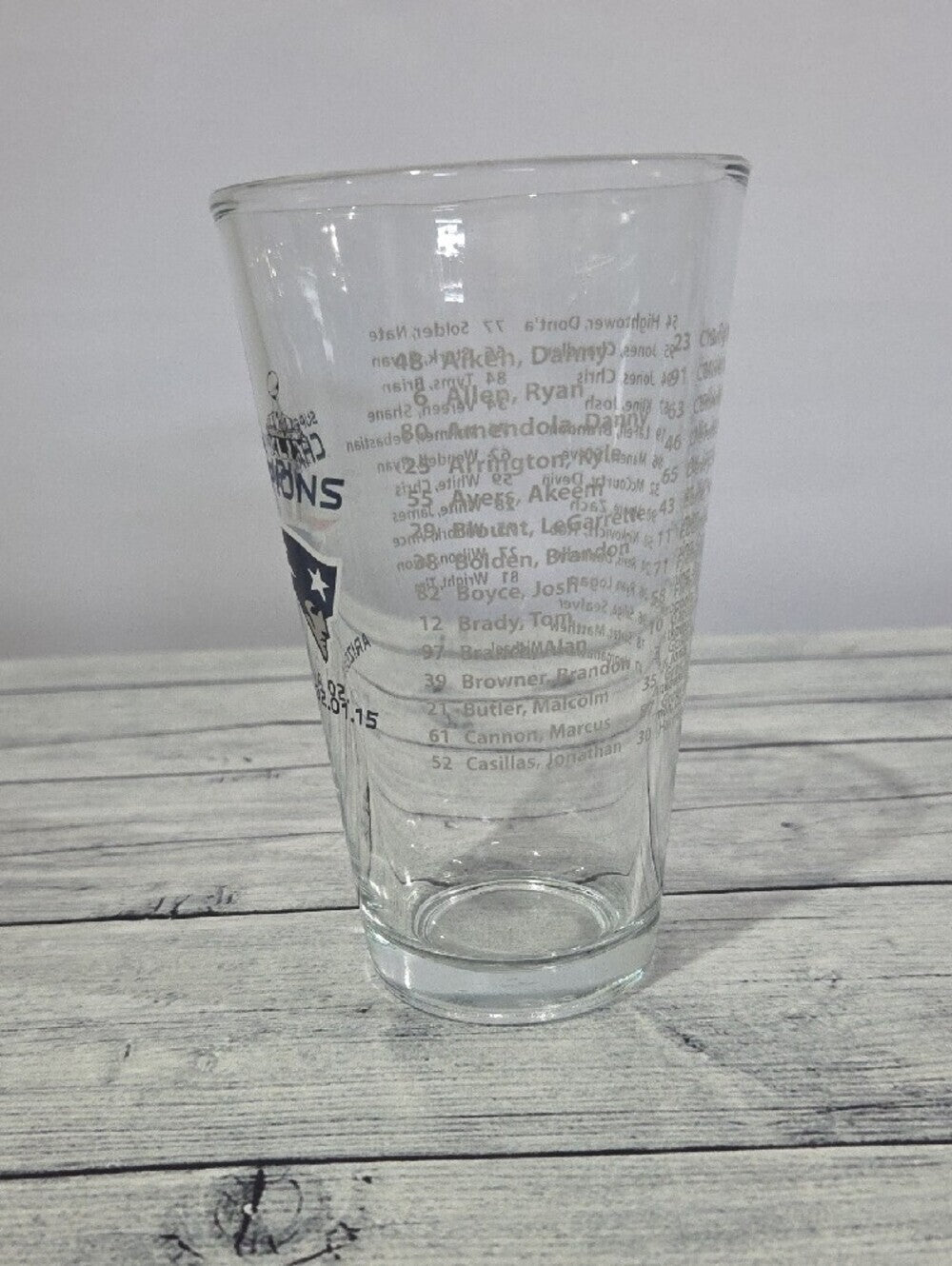 New England Patriots Super Bowl XLIX Champions Pint Glass