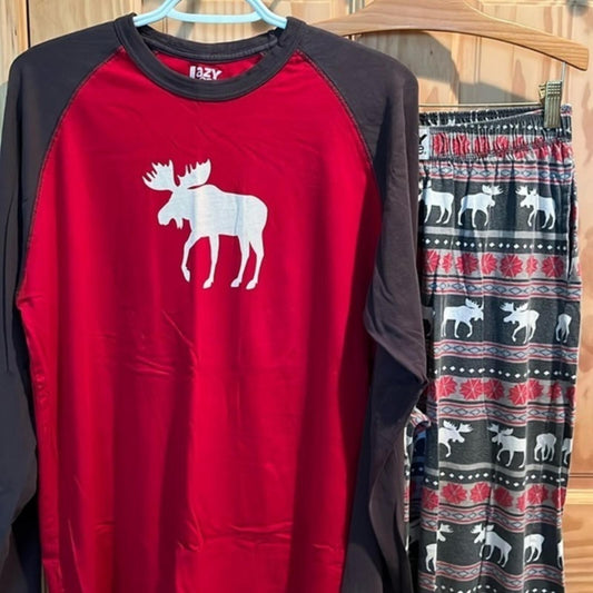 Lazy One Moose Pajama Set S