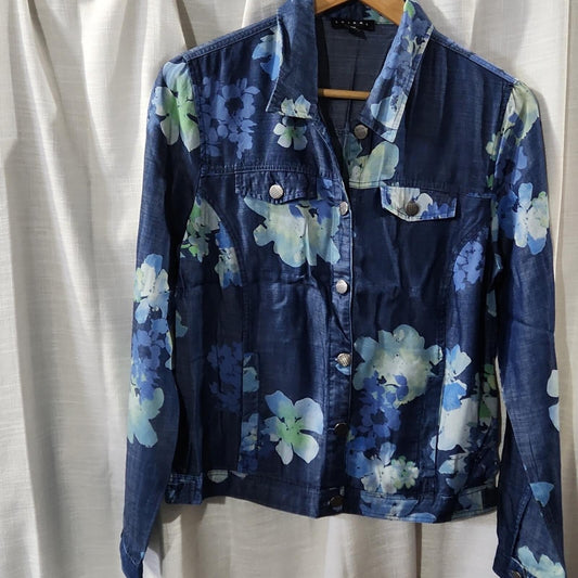 Tribal Lightweight Denim Type Floral Jacket S