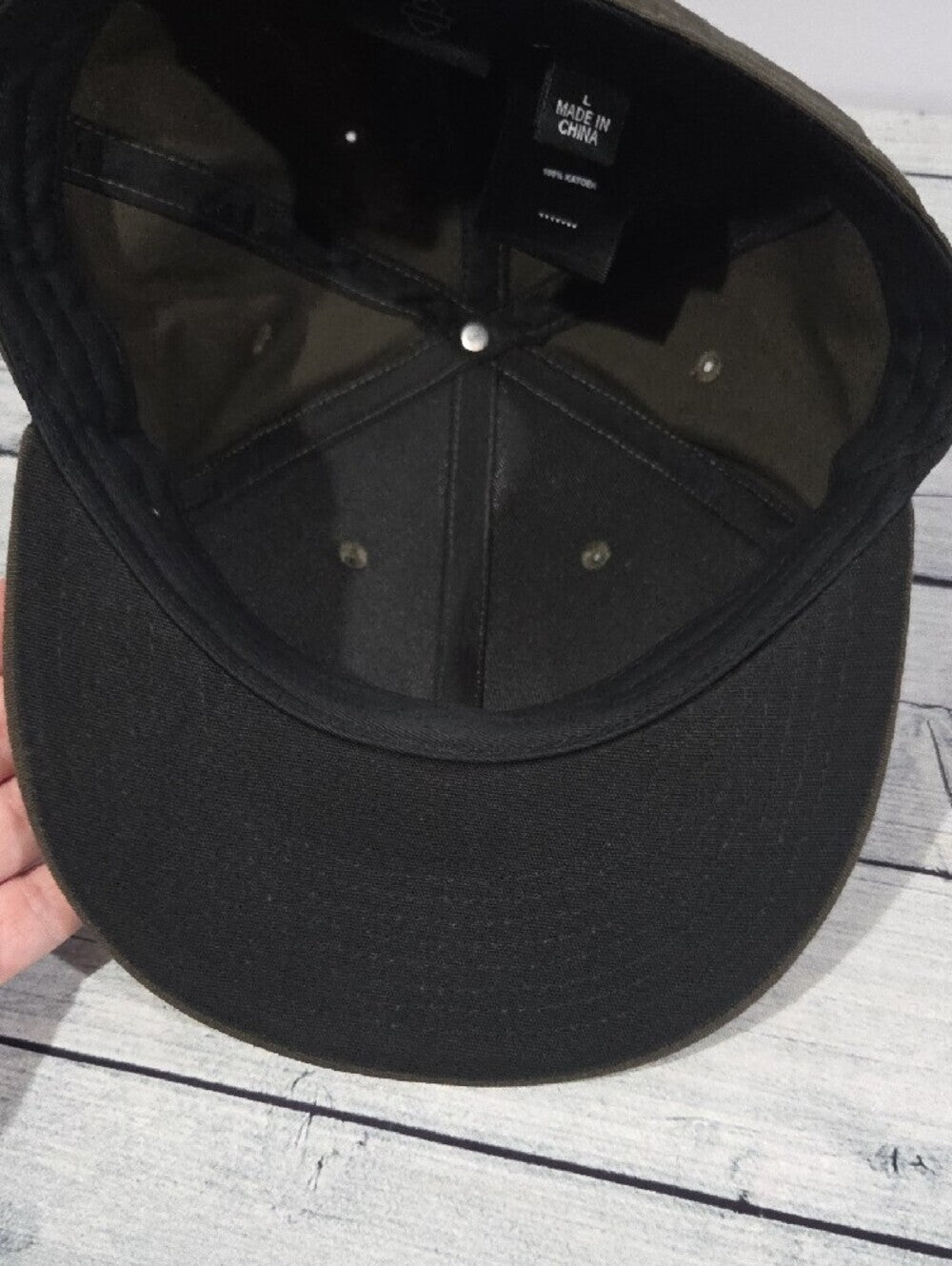 Harley-Davidson Olive Green Skull Patch Snapback Hat Size Large