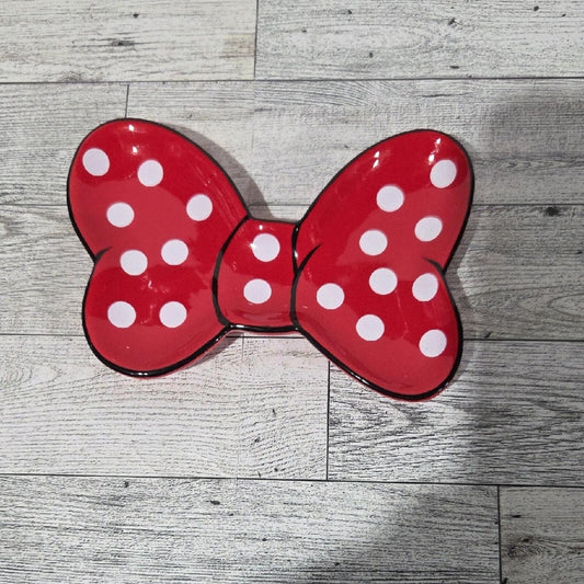 Disney Minnie Mouse Polka Dot Bow Trinket Tray
