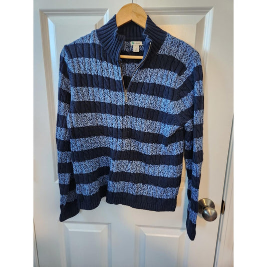 L.L. Bean Striped Full Zip Sweater L