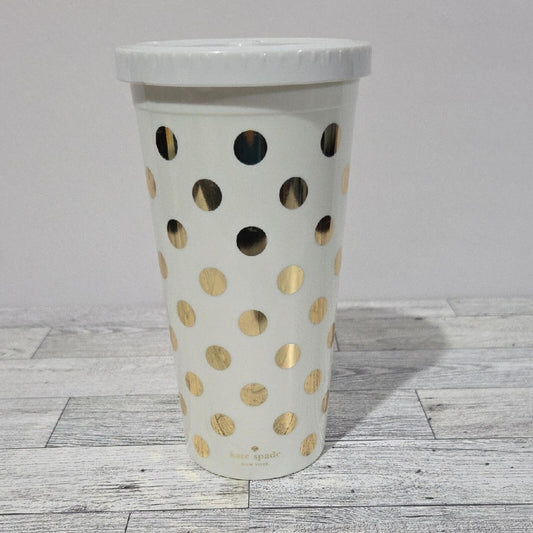 Kate Spade White Tumbler with Gold Dots