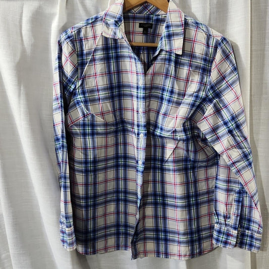 Talbots Plaid Button Down Shirt, L Petite