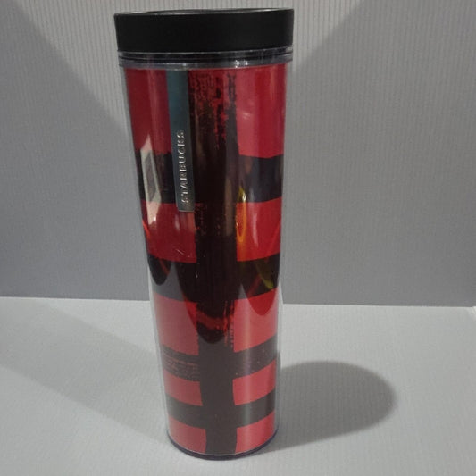 Starbucks 2013 Red Plaid 16oz Tumbler With Slide Top Lid