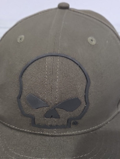 Harley-Davidson Olive Green Skull Patch Snapback Hat Size Large