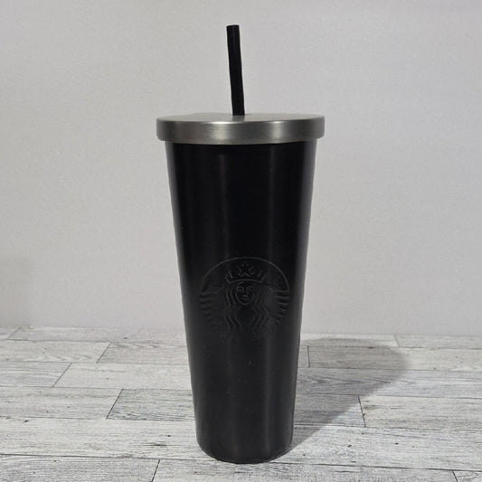 Starbucks Matte Black Metal Tumbler with Silver Lid